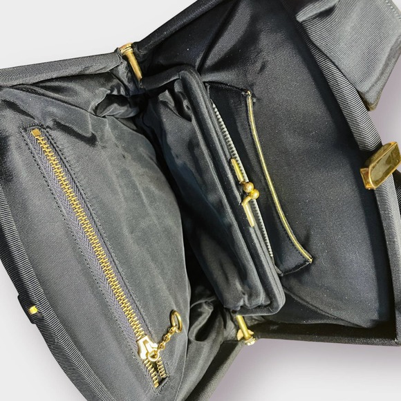 50s Pichel‎ Inc Black Needlework Handbag - Picture 6 of 9